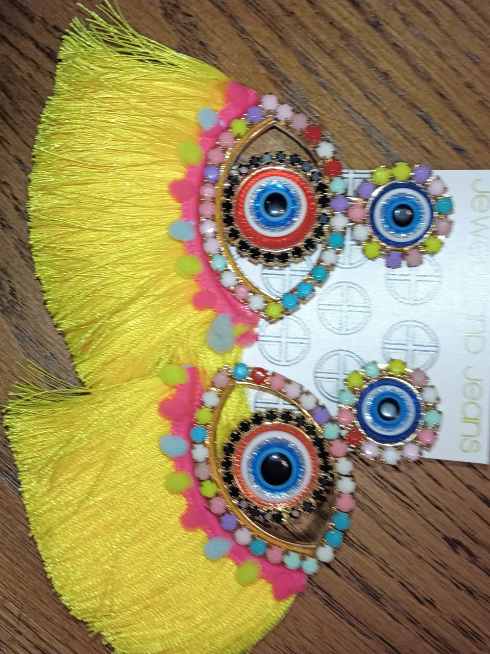 Vibrant Yellow Tassel Eye Drop Earrings – Kids Accessories